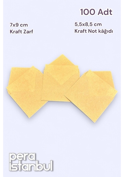 100 Adet Mini Zarf 70mmx90mm Kraft Zarf Hediye Doğum Günü Dilekleri Zarfı Kraft Not Kartlı