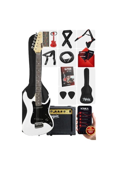 Midex Ceg-36wh 8-12 Yaş Çocuklar İçin Amfili Full 3/4 36 İnç Elektro Gitar Seti White