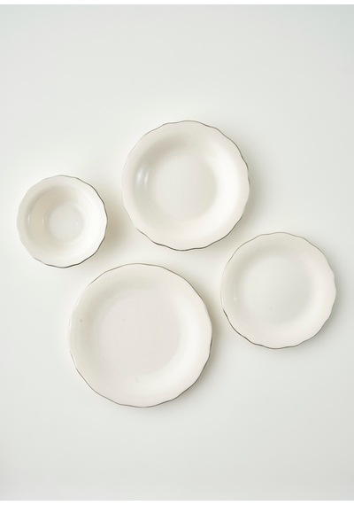 Bella Maison Victoria Porselen 48 Parça 12 Kişilik Yemek Takımı Silver Silver