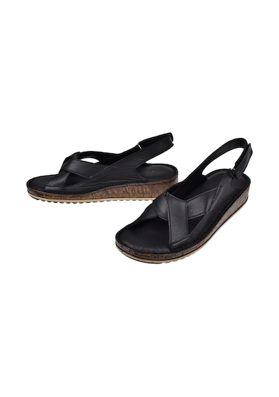 Castle Black Hakiki Deri Comfort Kadın Sandalet Cb-22354 Siyah