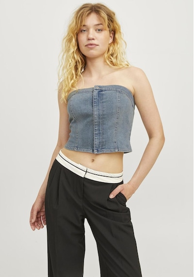 Jack & Jones Kadin Straplez Denim Crop - Tinga 12271603 Medium Blue Denim