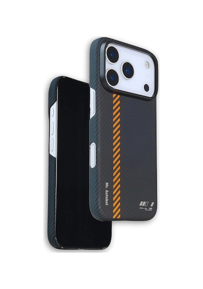 Apple Uyumlu iPhone 17 Pro Max Kılıf M-safe Şarj 600d Güçlü Kamera Çerçeveli Pure Kevlar Fiber Turuncu-siyah Hafi