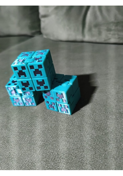 Minecraft Creeper Tasarımlı 3d Baskı Sonsuzluk Rahatlatıcı Küpü Infinity Cube