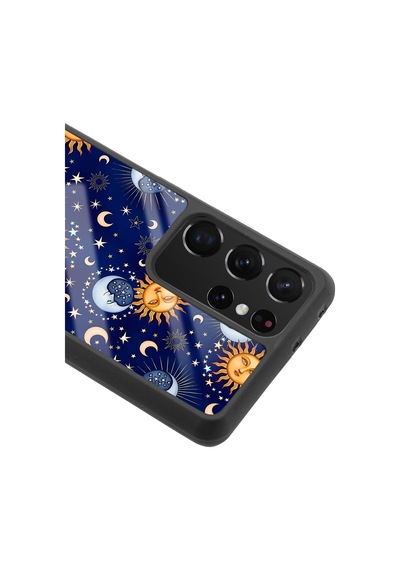 Samsung Uyumlu S-21 Ultra Ay Güneş Pijama Tasarımlı Glossy Telefon Kılıfı Çok Renkli