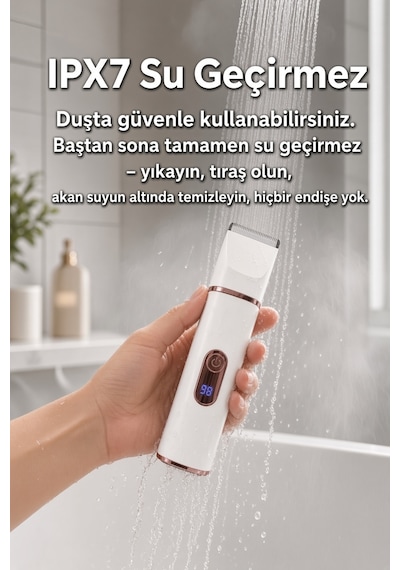 Wablow Hassas Bölge Yüz & Genital Bölge IPX7 Su Geçirmez Seramik Bıçak Şarj Standlı Kadın Tıraş Makinesi Series 5+1 Seti