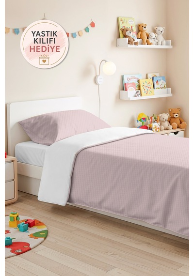Pudra Minimal Genç Odası Tek Kişilik Pike Takımı - Modern Kapitone Bej 160x220 Cm Yatak Örtüsü Sabahçı Kuşluk Dokunuşu