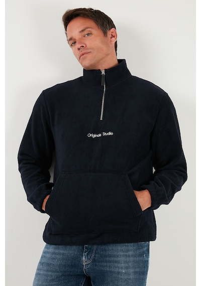 Buratti Regular Fit Yarım Fermuarlı Dik Yaka Yumuşak Dokulu Erkek Sweat 59060661 Lacivert