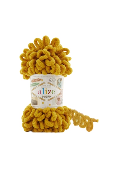 Alize Puffy El Örgü İpi (5 Li Paket) - 02-Hardal
