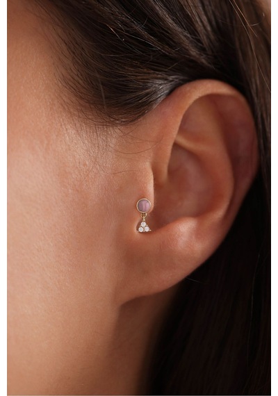 14 Ayar Altın Lila Taşlı Sallantılı Trian Tragus Küpe