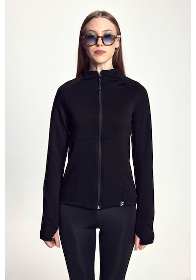Scorp Athena Kadın Fermuarlı Koşu Sweatshirt Siyah Standart