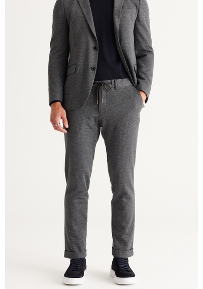 AC&Co / Altınyıldız Classics Erkek Lacivert-gri Slim Fit Dar Kesim Mono Yaka Desenli Takım Elbise Lacivert - Gri