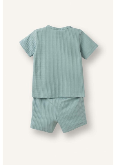 Defacto Kısa Kollu Üst Şort Alt 2li Pijama Takımı Erkek Bebek H5378a526hsgn1109 Yeşil-gn1109