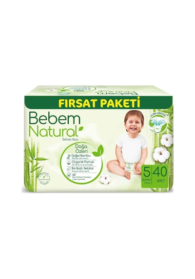 Bebem Natural Bebek Bezi Junior 5 Beden Fırsat Paketi 40 Adet