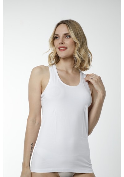 Hmd 2412 Likra Kalın Askılı Sporcu Body - Beyaz Beyaz