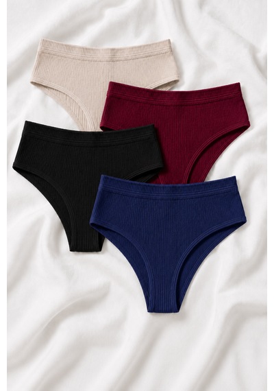 Skin Verse Pamuklu Yüksek Bel Tanga Külot 4'lü Set çok Renkli