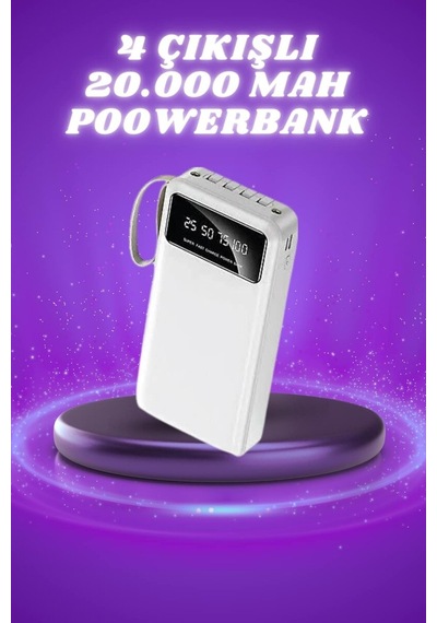 Powerbank Şarj Cihazı 4 Çıkışlı 20.000 Mah Powerbank Taşınabilir Çoklu Giriş Siyah 79401832
