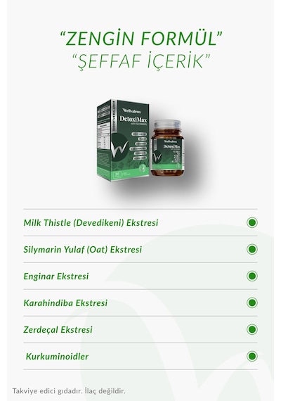 Detoximax İkili Paket 30 Kapsül Devedikeni, Enginar & Zerdeçal İçeren Bitkisel Takviye