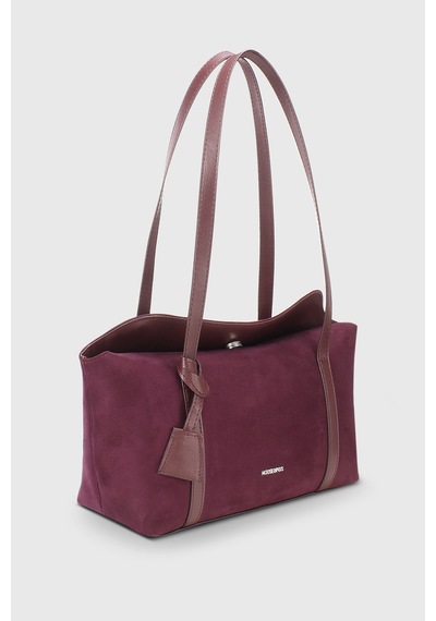 Housebags Süet Bordo Kapaklı Bowling Omuz Çantası 270 Süet Bordo