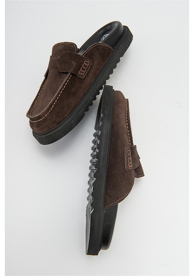 Luvishoes Luvi Shoes Laven Kahve Süet Hakiki Deri Kadın Terlik Kahverengi