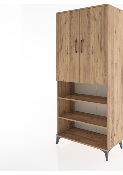 Hyperion Dolap 4 Raflı 2 Kapaklı Tek Askılı 88x44x195 Çam-çam Çam
