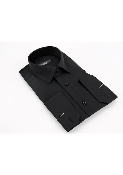 Siyah Uzun Kol Düz Renk Slim Fit Erkek Gömlek // 151-20 Siyah Siyah Uzun Kol Düz Renk Slim Fit Erkek Gömlek // 151-20 Siyah