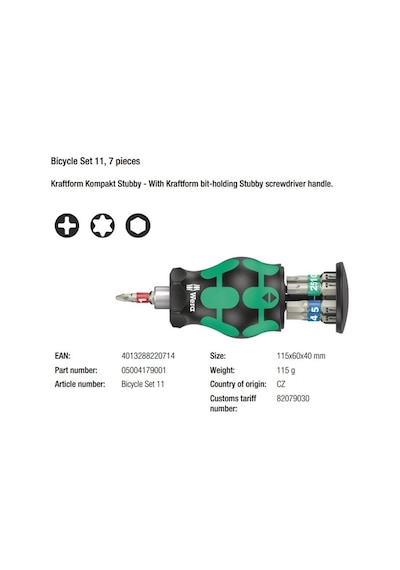 Wera Bisiklet Tamir Tornavida Bits Seti 11 05004179001