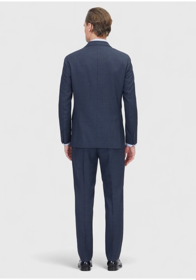 Ramsey Lacivert Desenli Zeroweight Slim Fit %100 Yün Takım Elbise
