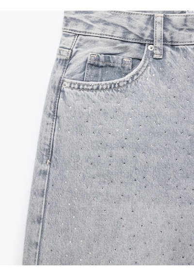 Koton Geniş Paça Düğmeli Taş Detaylı Pamuklu Jean Pantolon - Wide Leg Jeans Gri 5sal40275md Gri Koton Geniş Paça Düğmeli Taş Detaylı Pamuklu Jean Pantolon - Wide Leg Jeans Gri 5sal40275md Gri