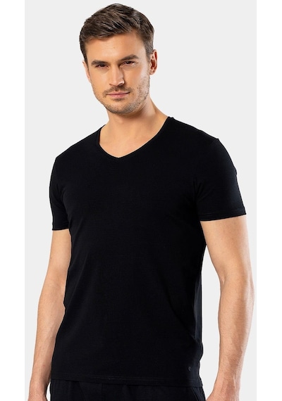 Cacharel Erkek V Yaka Likralı T-shirt 1332/siyah 001