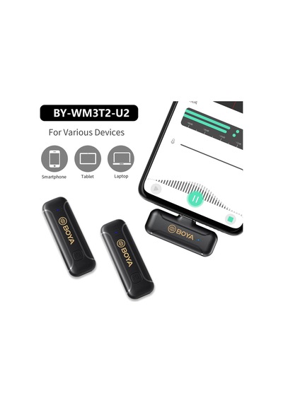 Boya By-wm3t2-u2 Kablosuz Yaka Mikrofonu 2 Verici + Alıcı Youtube Vlog Canlı Akış Çok Yönlü Mikrofon 681100263a Fotoğraftaki