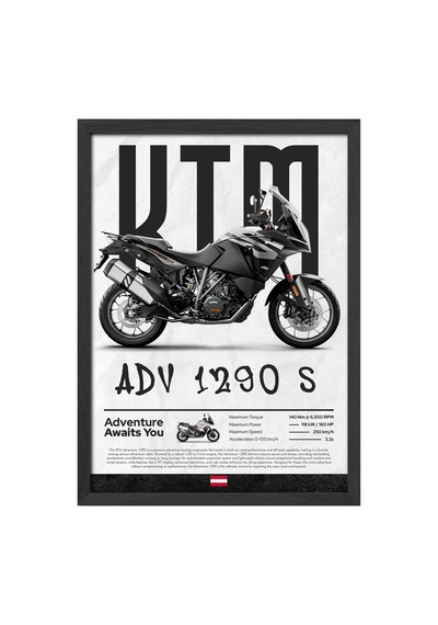 Ktm Adv 1290 Siyah Ahşap Çerçeveli Poster, Dekoratif Motosiklet Duvar Tablosu