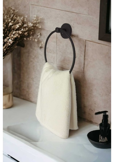 Yapışkanlı Banyo Seti Yuvarlak Havluluk Kapaksız Tuvalet Kağıtlığı Siyah