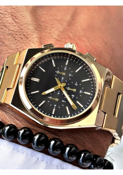 Lüks Özel Tasarım Limited Edition Serisi Metal Kordon Erkek Kol Saati-bileklik Hediyeli Sarı