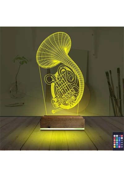 Luvivia Korno Enstrüman Müzik 3d Lamba - Masa Gece Lambası Şeffaf