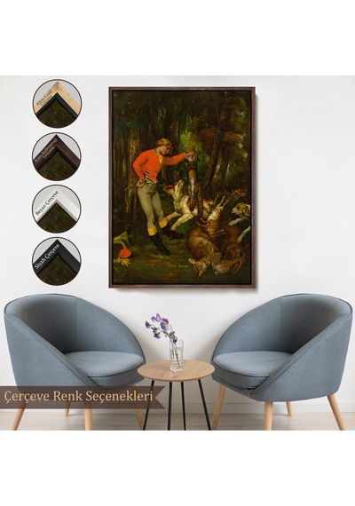 Çerçeveli Gustave Courbet -avdan Sonra Tablo - After The Hunt-8055