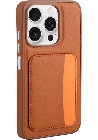 Xiaomi Redmi 15c Uyumlu Kartlıklı Süni Deri X-kart Cüzdan Silikon Kapak Kahverengi