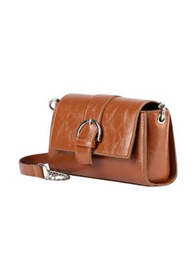Lovelystore Kadın Deri Görünümlü Toka Detaylı Zincirli Omuz Çantası 23x13 Taba