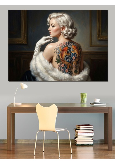 Marilyn Monroe Dövmeli Sırt Tablosu Dekoratif Kanvas - Mdf Ahşap Tablo
