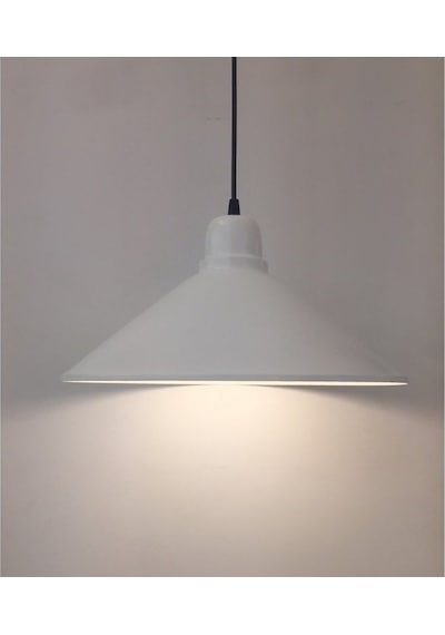 Riolight Retro Beyaz Içi Beyaz Tekli Metal Sarkıt Avize Çap:35Cm