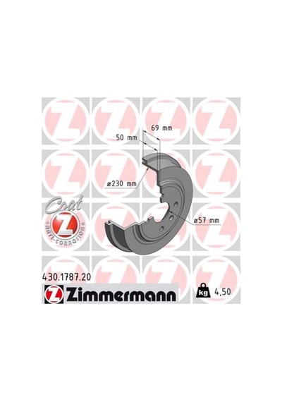 Zimmermann 430.1787.20 Arka Fren Kampanası Opel Astra G Astra H Corsa C 230x48.5x4 4dl 24.02230013.2