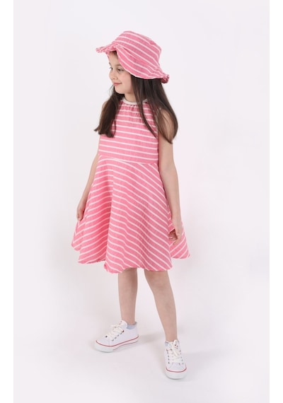 Aden Kids Kız Çocuk Çizgili Yazlık Elbise Ve Şapka Takımı - 2'li Set 4-12 Yaş, Pembe, Mavi, Bej, Bordo Aden Kids Kız Çocuk Çizgili Yazlık Elbise Ve Şapka Takımı - 2'li Set 4-12 Yaş, Pembe, Mavi, Bej, Bordo