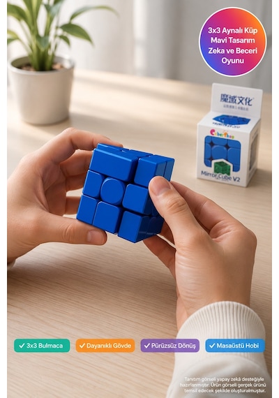 Moyu Aynalı Küp Mirror Cube V2 3x3 Mavi Şekil Değiştiren Zeka Bulmacası 5,6x5,6x5,6 Cm