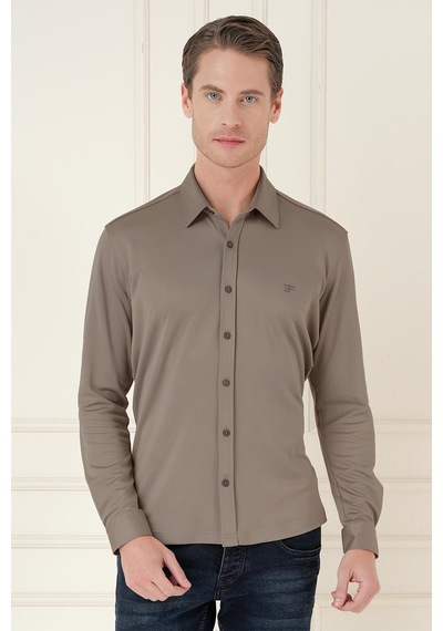 Efor G 1580 Slim Fit Vizon Klasik Gömlek Vizon
