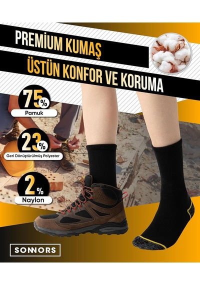 Xmlbayiciniz 3 Çift Erkek Çorap - Uzun Havlu Kışlık Outdoor Kamp Kar Çorabı Kadın - Pamuklu Yastıklı Nefes Alabilen Kalın Genel
