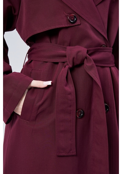 Kadın Oversize Astarlı Uzun Trençkot Taş