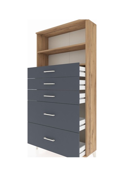 Arges Dolap 2 Raflı 5 Çekmeceli 88x30x182 Çam-antrasit Atlas Çam Arges Dolap 2 Raflı 5 Çekmeceli 88x30x182 Çam-antrasit Atlas Çam