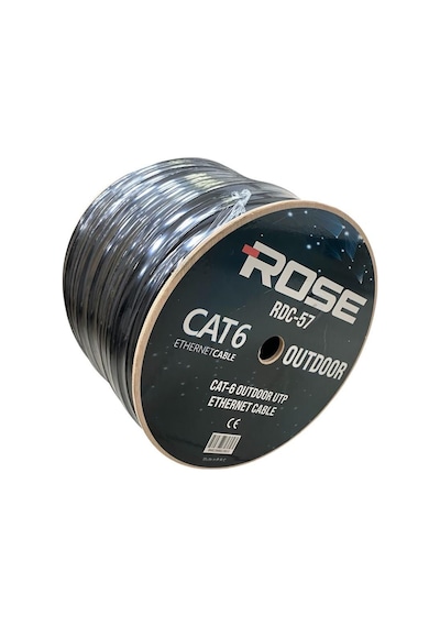 Rose Rdc-57 305mt 23awg Outdoor Dış Ortam Siyah Cat6 Kablo 0.57mm 100 M
