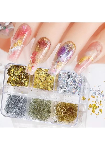 ELLEA NAİL 6'LI GOLD VE GÜMÜŞ PARÇALI FOLYO SETİ