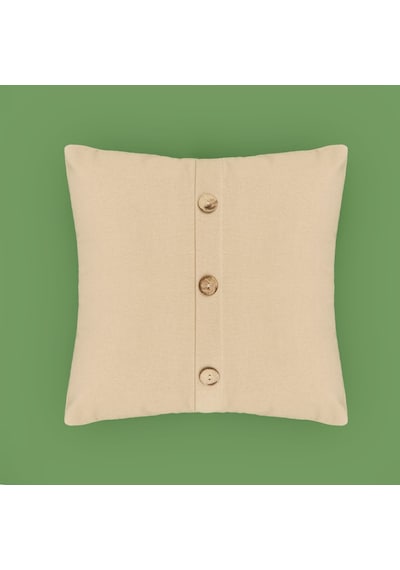 Soft Boho Düğme Detaylı Kırlent - Bej - 40x40 Cm Çok Renkli