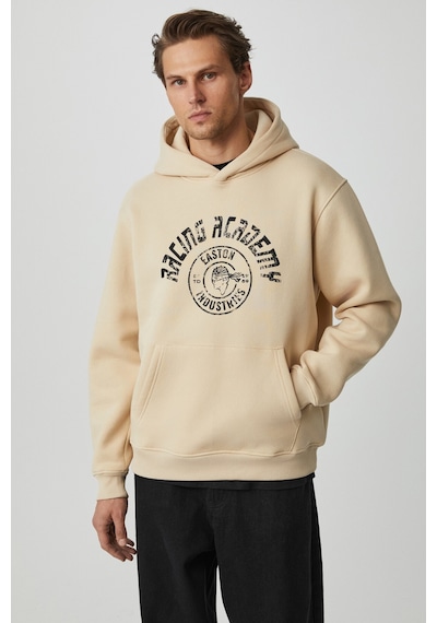 Grımelange Edgar  Erkek Yumuşacık Kapüşonlu Oversize Bej Sweatshirt